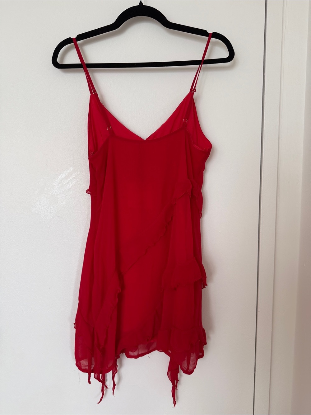 Pull&Bear Red Spaghetti-Strap Ruffle Mini Dress - Picture 4 of 4